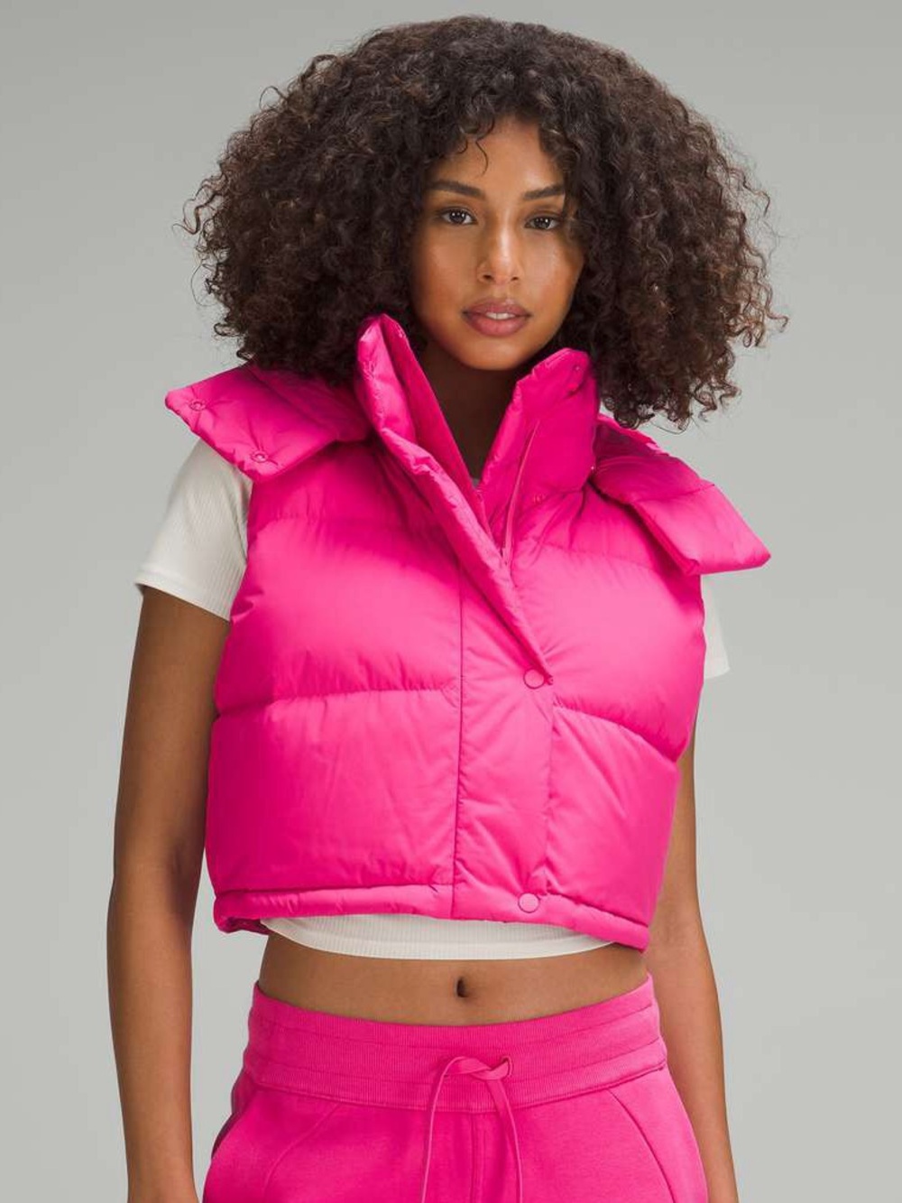 Lululemon Wunder Puff Super Cropped Vest Sonic Pink Size 12 Goose Down